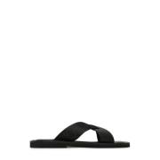 Zwarte Gekruiste Leren Sandalen Emporio Armani , Black , Heren