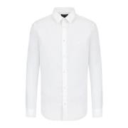 Witte Stretch Stof Shirt Klassieke Kraag Lange Mouw Adelaar Borduurwer...