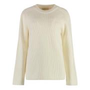 Geribbelde Merinowol Crew-Neck Sweater Michael Kors , Beige , Dames