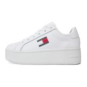 Witte Leren Sneakers Tommy Hilfiger , White , Dames