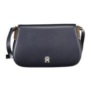 Blauwe Schoudertas met Logo Sluiting Tommy Hilfiger , Blue , Dames