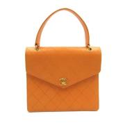 Pre-owned Leather handbags Chanel Vintage , Orange , Dames