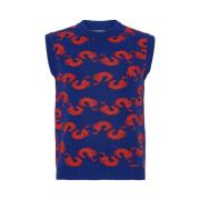 Blauw Rood Paard Gebreid Vest Henrik Vibskov , Multicolor , Heren