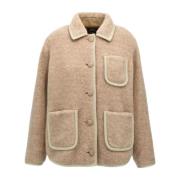 Beige Rose Wol Blouson Jas A.p.c. , Beige , Dames