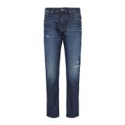 Slim Fit Denim Jeans Lage Taille Emporio Armani , Blue , Heren