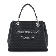 Logo Print Afneembare Band Tote Tas Emporio Armani , Black , Dames