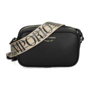 Vegan Leren Gehamerd Textuur Logo Tas Emporio Armani , Black , Dames