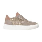 Leren Sneakers met Glanzende Details Alma EN Pena , Beige , Dames