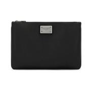 Zwarte Logo Plaque Clutch Tas Dolce & Gabbana , Black , Heren