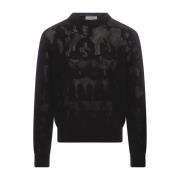 Zwarte Crew-Neck Sweater met Graffiti Patroon Alexander McQueen , Blac...