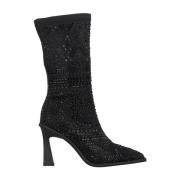 Glitter enkellaarsje met stilettohak Alma EN Pena , Black , Dames