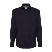 Blauwe Herenshirts Brunello Cucinelli , Blue , Heren