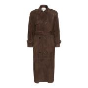 Delicioso Suède Trenchcoat Jas My Essential Wardrobe , Brown , Dames