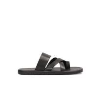 Zwarte leren slides in urban stijl voor mannen Kazar , Black , Heren