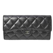 Pre-owned Leather wallets Chanel Vintage , Black , Dames