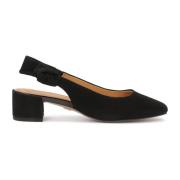 Zwarte pumps met open hiel en lage stiletto's Kazar , Black , Dames