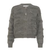 Donkergrijze Melange Cardigan met Pofmouwen Karen by Simonsen , Gray ,...