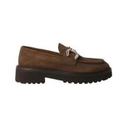 Kameel Suède Dames Loafer met Gouden Detail Calce , Brown , Dames