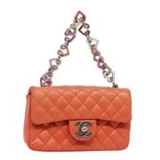 Pre-owned Leather handbags Chanel Vintage , Orange , Dames