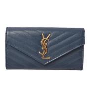 Pre-owned Leather wallets Yves Saint Laurent Vintage , Blue , Dames