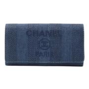 Pre-owned Canvas wallets Chanel Vintage , Blue , Dames