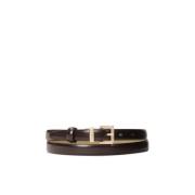 Leren smalle riem in donkerbruine kleur Kazar , Brown , Dames