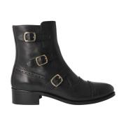 Zwarte leren dames enkellaars Calce , Black , Dames