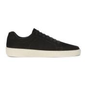 Zwarte nubuck sneakers op een dikke witte zool Kazar , Black , Heren