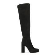 Suede musketiers met hoge hak en plateauzool Kazar , Black , Dames