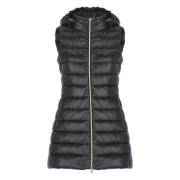 Gewatteerde Zwarte Vest met Capuchon Herno , Black , Dames