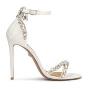 Witte trouwsandalen versierd met zirkonen Kazar , White , Dames