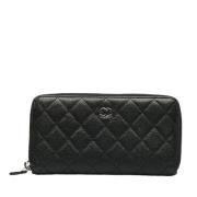 Pre-owned Leather wallets Chanel Vintage , Black , Dames