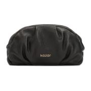 Zwarte leren clutch handtas Kazar , Black , Dames