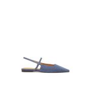 Platte denim pumps met verlengde neus Kazar , Blue , Dames