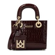 Kleine luxe bordeauxrode leren handtas Kazar , Brown , Dames