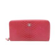 Pre-owned Leather wallets Chanel Vintage , Pink , Dames