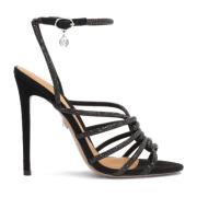 Versierde zwarte sandalen met sprankelende bandjes Kazar , Black , Dam...