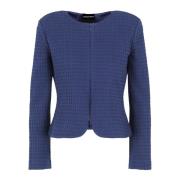 Wafelpatroon Gebreide Jas Emporio Armani , Blue , Dames