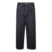 Rigito Fabric Baggy Dark Blue Jeans Golden Goose , Blue , Heren