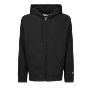 Hoodie met rits en geborduurd logo Carhartt Wip , Black , Heren