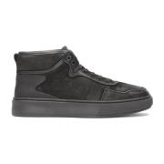 Leren sneakers voor heren met enkelhoog bovendeel Kazar , Black , Here...