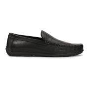 Zwarte leren mocassins versierd met perforaties Kazar , Black , Heren