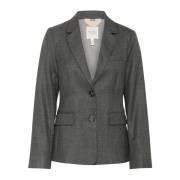 Grijze Flanel Melange Blazer Jas Part Two , Gray , Dames