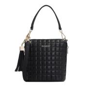 Zwarte gewatteerde leren tas Kazar , Black , Dames