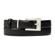 Smalle riem van glad zwart leer Kazar , Black , Dames