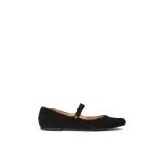 Zwarte suède ballerina's in Mary Jane-stijl Kazar , Black , Dames