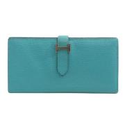 Pre-owned Leather wallets Hermès Vintage , Blue , Dames