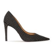 Suede pumps versierd met kleine studs Kazar , Black , Dames