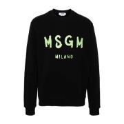 Casual Katoenen Sweatshirt Msgm , Black , Heren