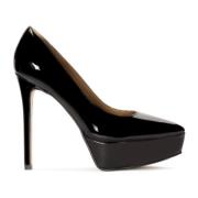 Zwart gelakte platform en stiletto pumps Kazar , Black , Dames